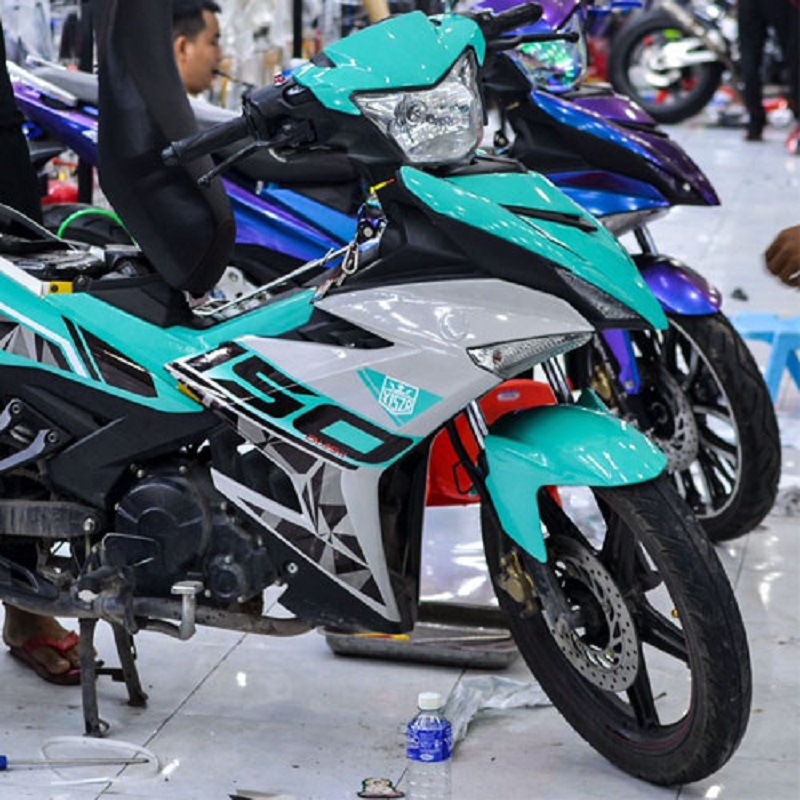 tem xe exciter 150 xanh bạc
